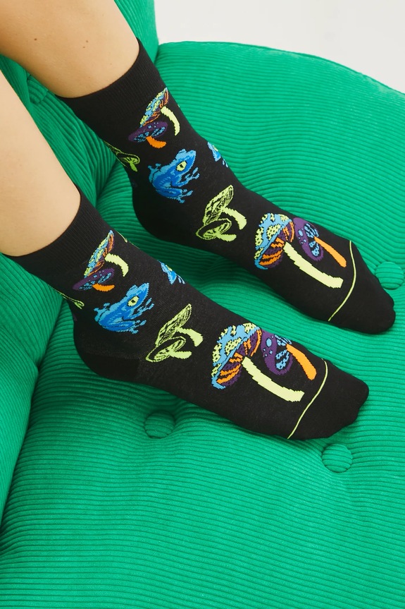 Skarpetki (2-pack) damskie w grzyby i żaby kolor multicolor skarpetki długie multicolor RS25.LGD109