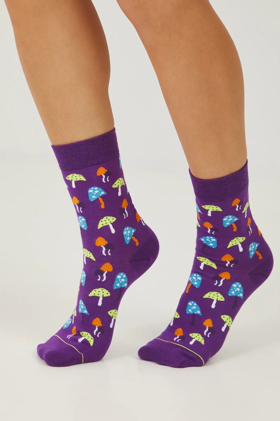 Skarpetki (2-pack) damskie w grzyby i żaby kolor multicolor RS25.LGD109 multicolor