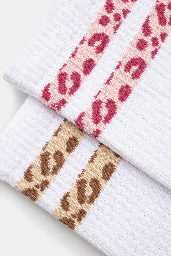 Skarpetki bawełniane damskie z paskami (2-pack) kolor biały RS25.LGD204 biały RS25