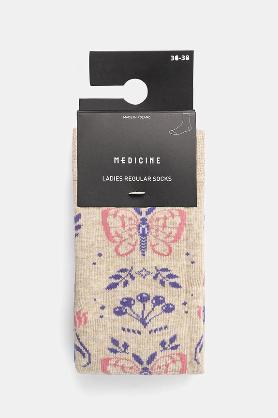 Skarpetki bawełniane damskie z motywem roślinnym i zwierzęcym (2-pack) kolor multicolor RS25.LGD207 multicolor RS25