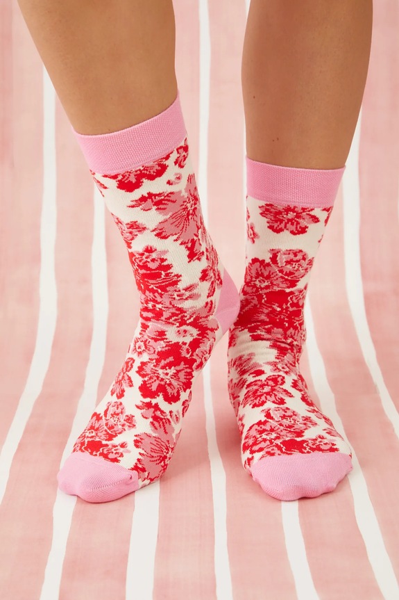 Bavlnené ponožky dámske s kvetinovým vzorom (2-pack) viac farieb dlhé ponožky viacfarebná RS25.LGD300