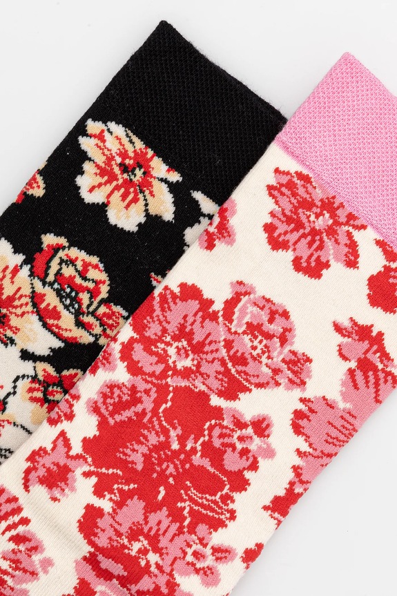 Bavlnené ponožky dámske s kvetinovým vzorom (2-pack) viac farieb viacfarebná RS25.LGD300