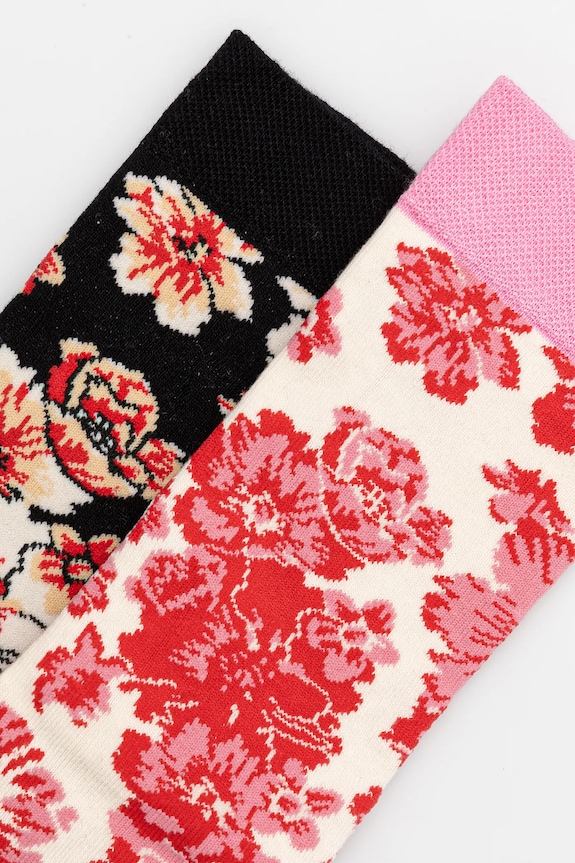 Bavlnené ponožky dámske s kvetinovým vzorom (2-pack) viac farieb viacfarebná RS25.LGD300