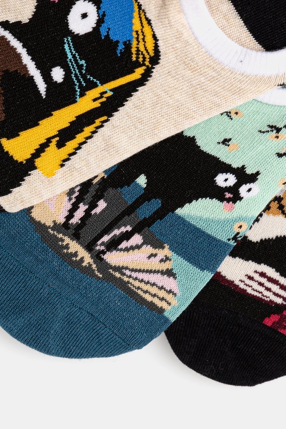 Skarpetki bawełniane damskie z kolekcji Dzień Kota (3-pack) kolor multicolor RS25.LGD350 multicolor RS25