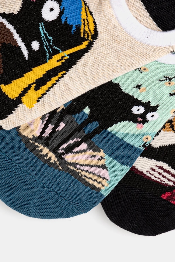Skarpetki bawełniane damskie z kolekcji Dzień Kota (3-pack) kolor multicolor RS25.LGD350 multicolor RS25