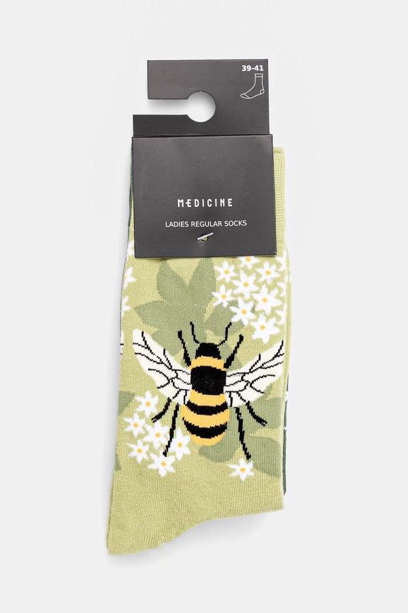 Odzież Skarpetki (2-pack) bawełniane damskie w pszczoły kolor multicolor RS25.LGD401 multicolor