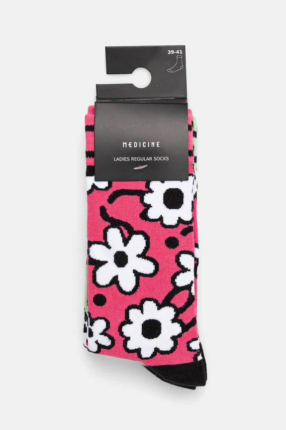 Odzież Skarpetki (2-pack) bawełniane damskie w kwiaty kolor multicolor RS25.LGD407 multicolor