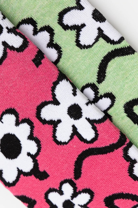 Skarpetki (2-pack) bawełniane damskie w kwiaty kolor multicolor multicolor RS25.LGD407