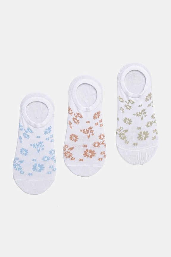Bavlnené ponožky dámske s kvetinovým vzorom (3-pack) viac farieb krátke ponožky viacfarebná RS25.LGD508