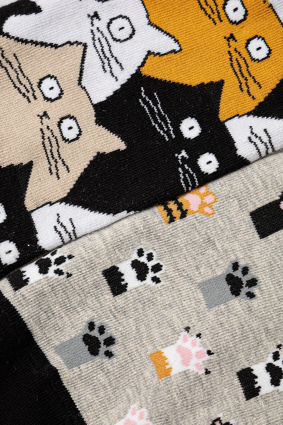 Skarpetki bawełniane damskie w koty (2-pack) kolor multicolor RS25.LGD512 multicolor RS25