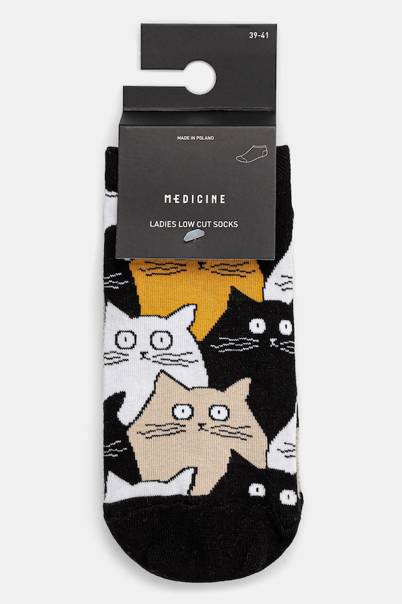 Odzież Skarpetki bawełniane damskie w koty (2-pack) kolor multicolor RS25.LGD512 multicolor