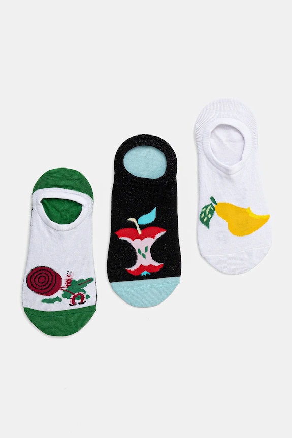 Skarpetki bawełniane damskie wzorzyste (3-pack) kolor multicolor skarpetki krótkie multicolor RS25-LGD513