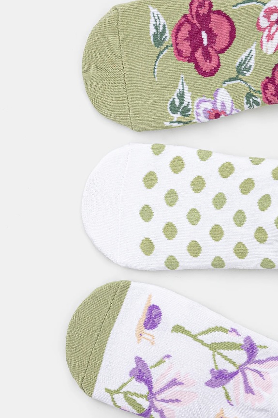 Odzież Skarpetki (3-pack) bawełniane damskie w kwiaty kolor multicolor RS25.LGD604 multicolor