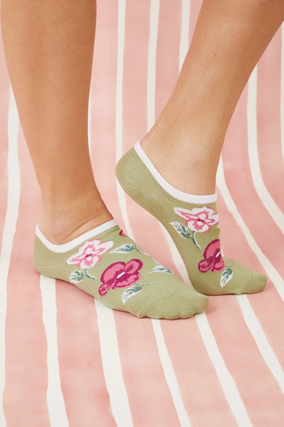 Skarpetki (3-pack) bawełniane damskie w kwiaty kolor multicolor multicolor RS25.LGD604