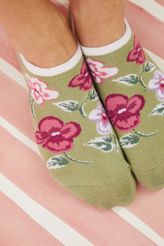 Skarpetki (3-pack) bawełniane damskie w kwiaty kolor multicolor RS25.LGD604 multicolor