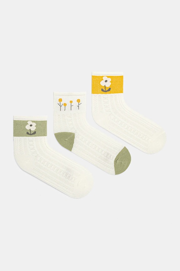 Skarpetki (3-pack) bawełniane damskie w kwiaty kolor multicolor RS25.LGD605 multicolor RS25