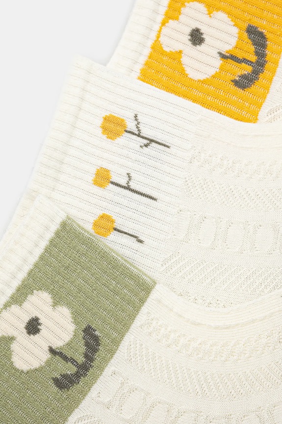 Odzież Skarpetki (3-pack) bawełniane damskie w kwiaty kolor multicolor RS25.LGD605 multicolor