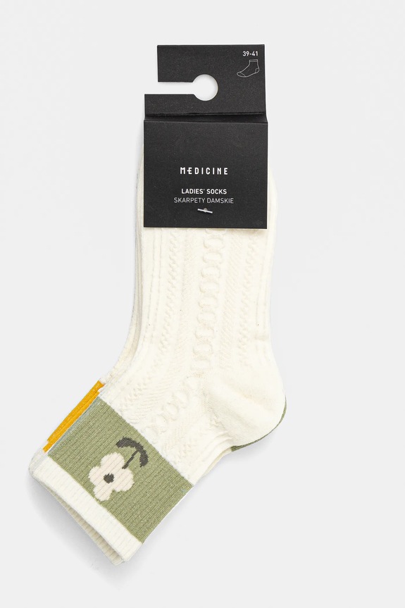 Skarpetki (3-pack) bawełniane damskie w kwiaty kolor multicolor multicolor RS25.LGD605