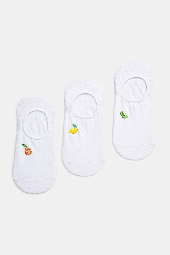 Bavlněné ponožky dámské s ozdobnou nášivkou (3-pack) bílá barva krátké ponožky bílá RS25.LGD608