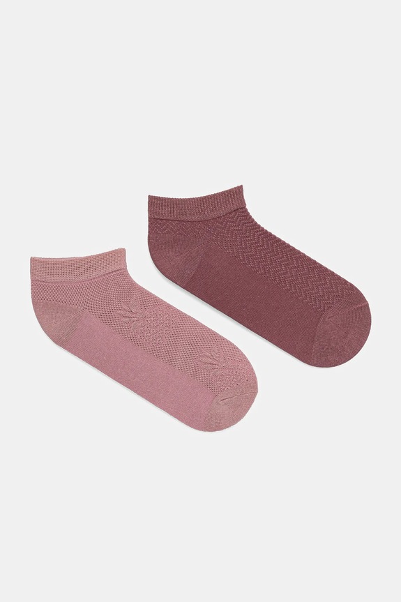 Skarpetki bawełniane damskie z fakturą (2-pack) kolor multicolor skarpetki krótkie multicolor RS25.LGD615