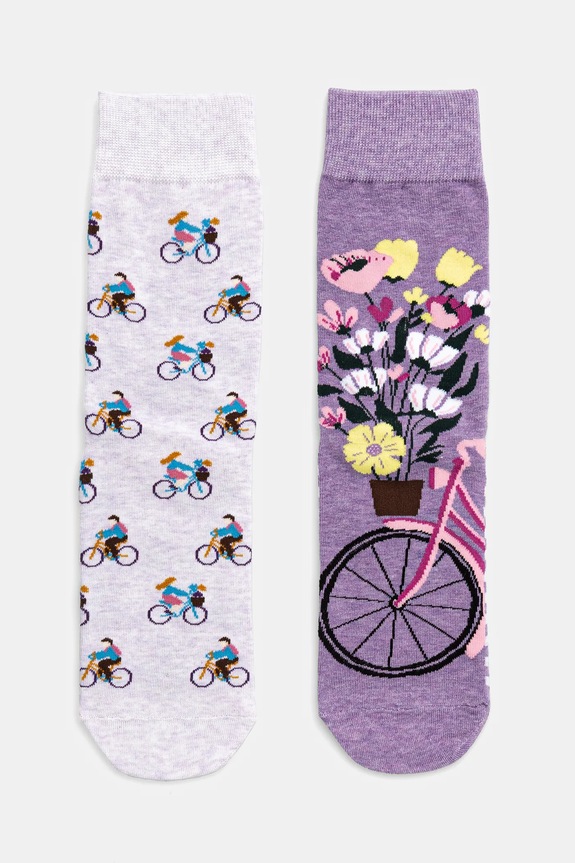 Skarpetki bawełniane damskie w rowery (2-pack) kolor multicolor skarpetki długie multicolor RS25.LGD800
