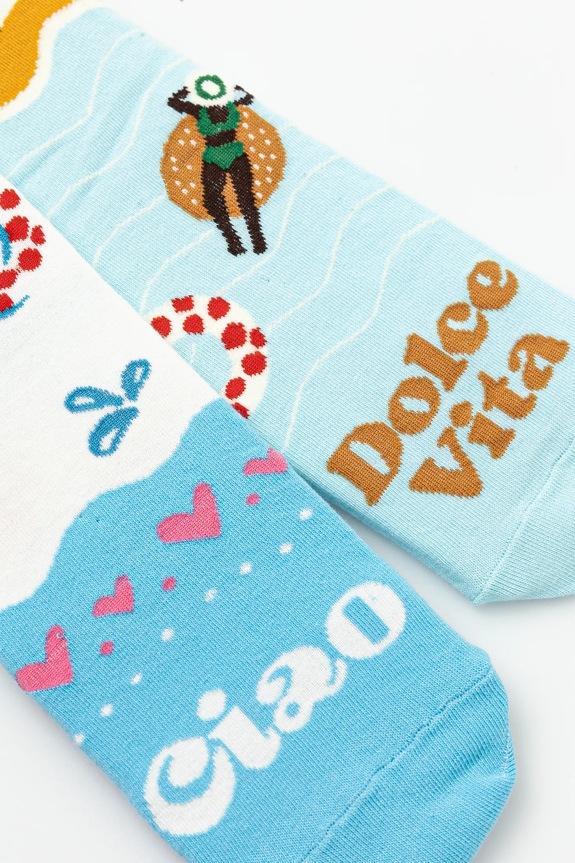 Skarpetki bawełniane damskie wzorzyste (2-pack) kolor multicolor RS25.LGD802 multicolor RS25