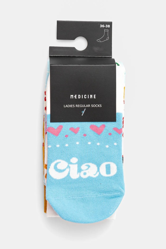 Odzież Skarpetki bawełniane damskie wzorzyste (2-pack) kolor multicolor RS25.LGD802 multicolor