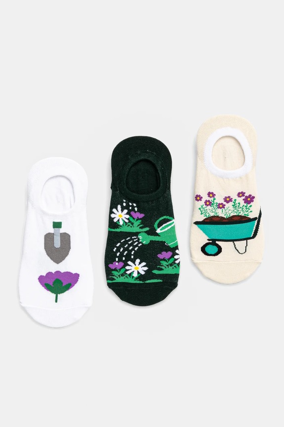 Skarpetki bawełniane damskie w kwiaty (3-pack) kolor multicolor skarpetki krótkie multicolor RS25-LGD804