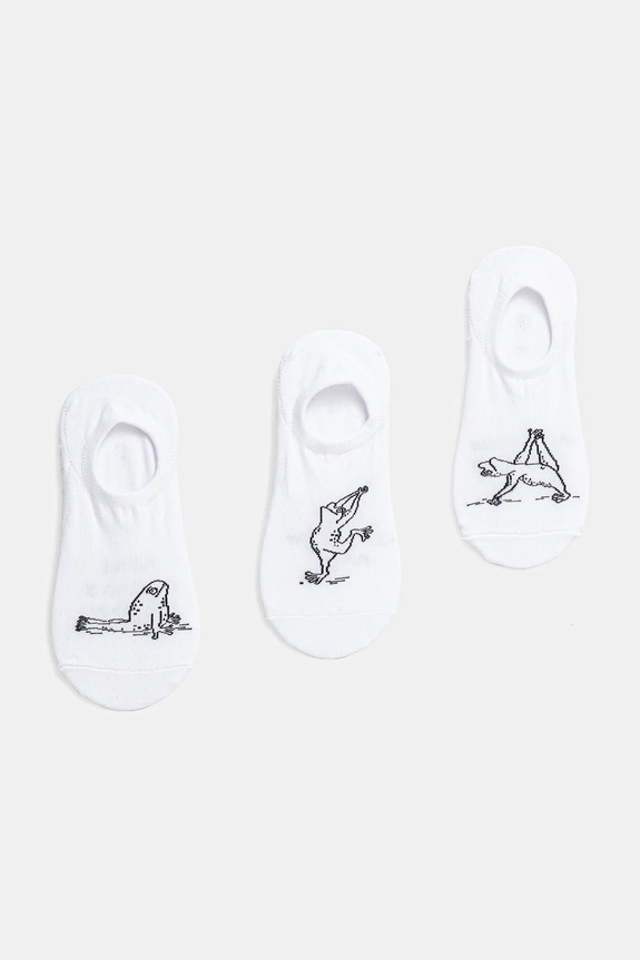 Skarpetki bawełniane damskie w żaby (3-pack) skarpetki krótkie biały RS25-LGDA01