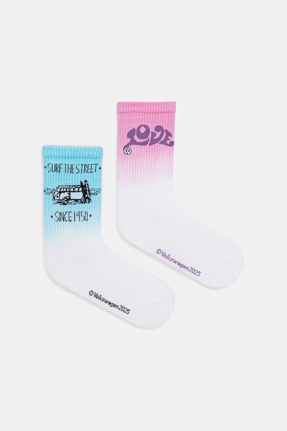 Skarpetki bawełniane damskie Volkswagen (2-pack) kolor multicolor skarpetki długie multicolor RS25-LGDA50