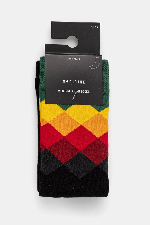 Odzież Skarpetki bawełniane męskie wzorzyste (2-pack) kolor multicolor RS25.LGM103 multicolor