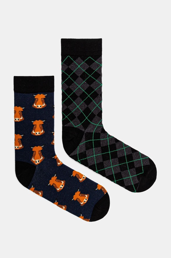 Skarpetki (2-pack) bawełniane męskie z motywem zwierzęcym kolor multicolor RS25-LGM106 multicolor RS25