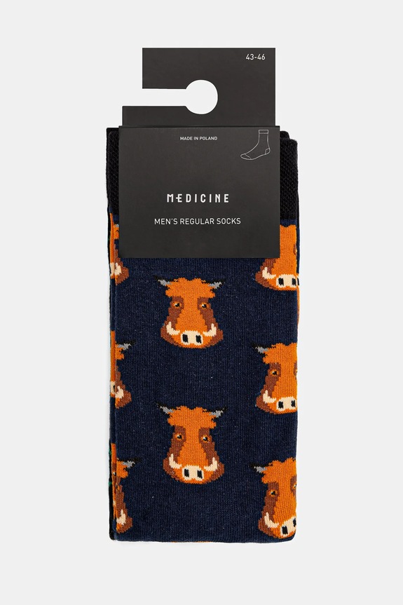 Skarpetki (2-pack) bawełniane męskie z motywem zwierzęcym kolor multicolor multicolor RS25-LGM106