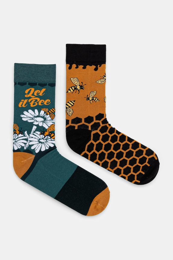 Skarpetki bawełniane męskie w pszczoły (2-pack) kolor multicolor skarpetki długie multicolor RS25-LGM117