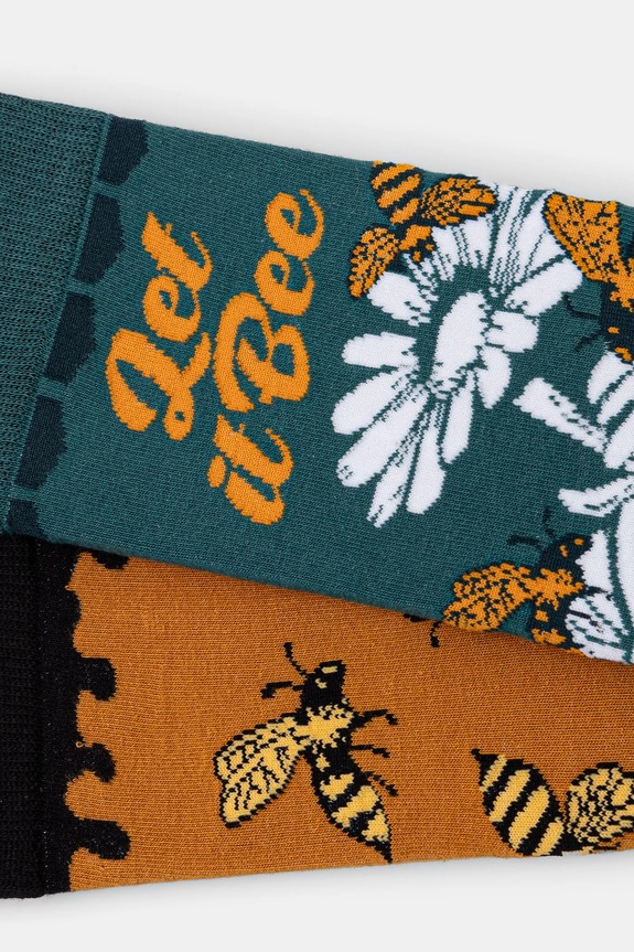 Skarpetki bawełniane męskie w pszczoły (2-pack) kolor multicolor RS25-LGM117 multicolor RS25