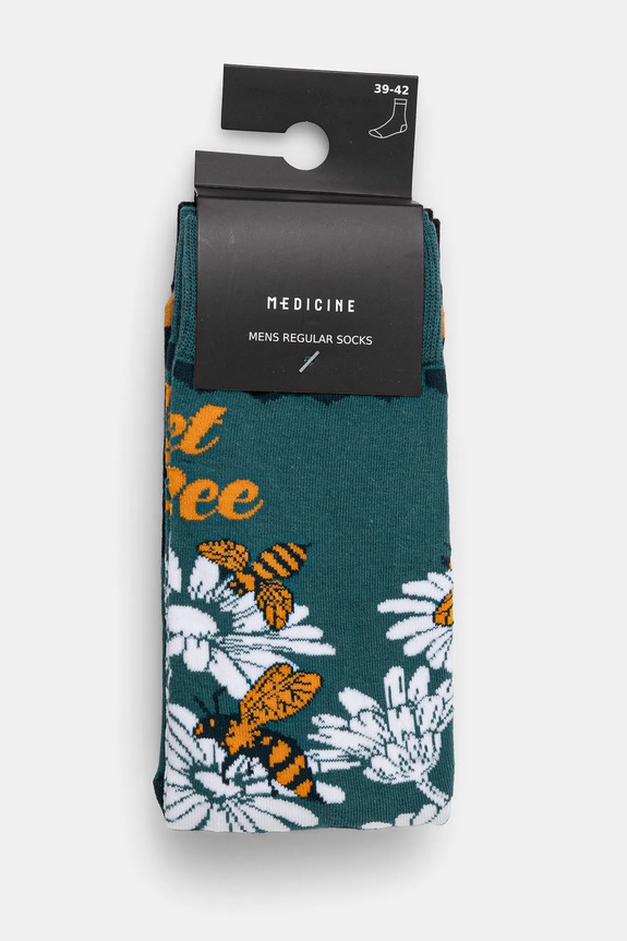 Odzież Skarpetki bawełniane męskie w pszczoły (2-pack) kolor multicolor RS25-LGM117 multicolor