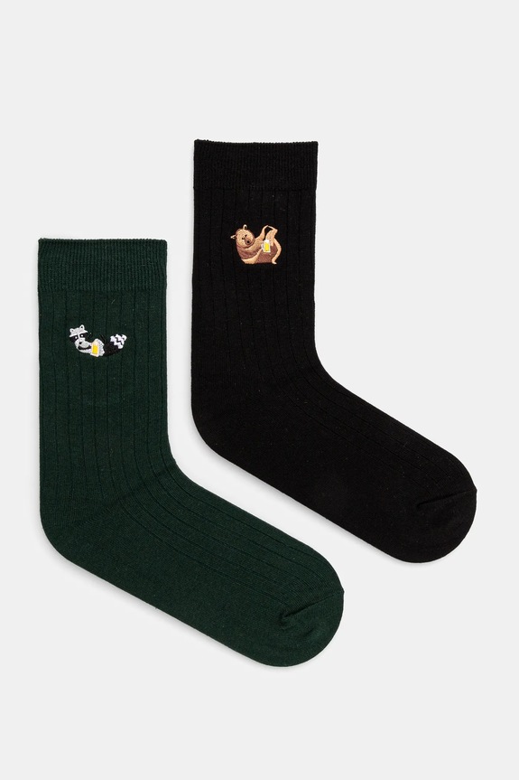 Skarpetki (2-pack) męskie z wiskozą z ozdobnym haftem kolor multicolor RS25-LGM212 multicolor RS25