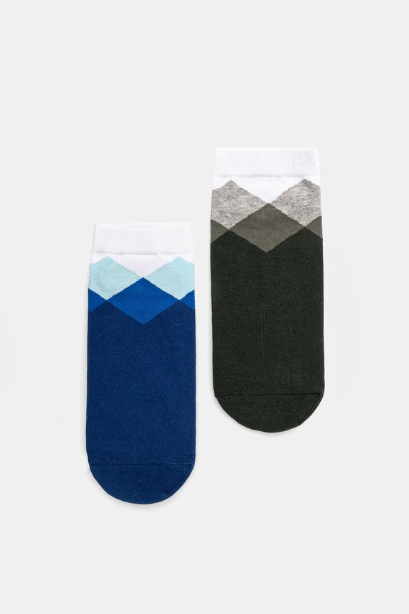 Skarpetki bawełniane męskie z geometrycznym wzorem (2-pack) kolor multicolor skarpetki krótkie multicolor RS25.LGM403