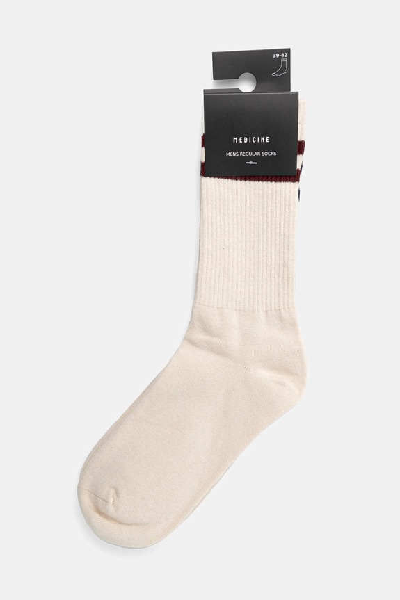 Skarpetki bawełniane męskie z paskami (3-pack) kolor beżowy RS25-LGM411 beżowy RS25