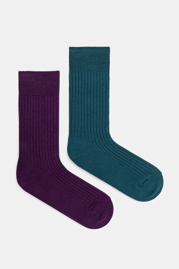 Skarpetki bawełniane męskie prążkowane (2-pack) kolor multicolor skarpetki długie multicolor RS25.LGM412