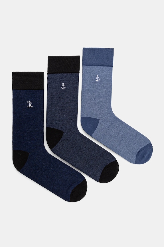 Skarpetki bawełniane męskie z ozdobnym haftem (3-pack) kolor multicolor aplikacja multicolor RS25.LGM413