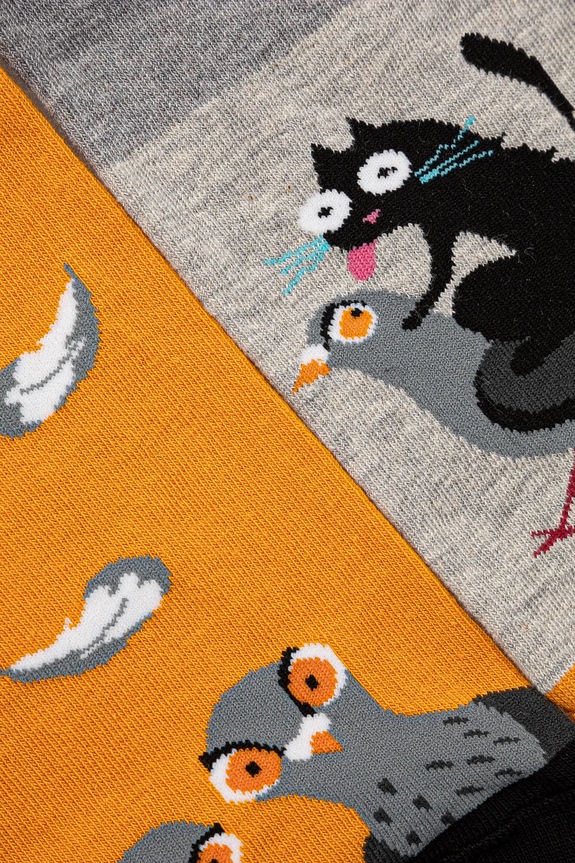 Skarpetki bawełniane męskie z motywem zwierzęcym (2-pack) kolor multicolor RS25-LGM501 multicolor RS25