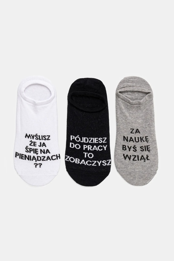Skarpetki bawełniane męskie z napisami (3-pack) kolor multicolor skarpetki krótkie multicolor RS25-LGMB06