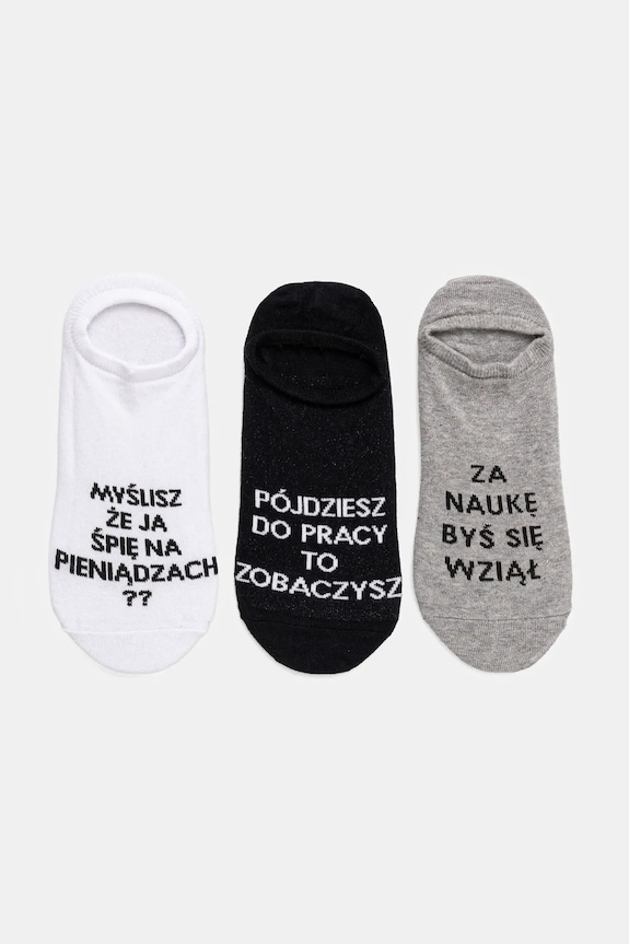 Skarpetki bawełniane męskie z napisami (3-pack) kolor multicolor skarpetki krótkie multicolor RS25-LGMB06