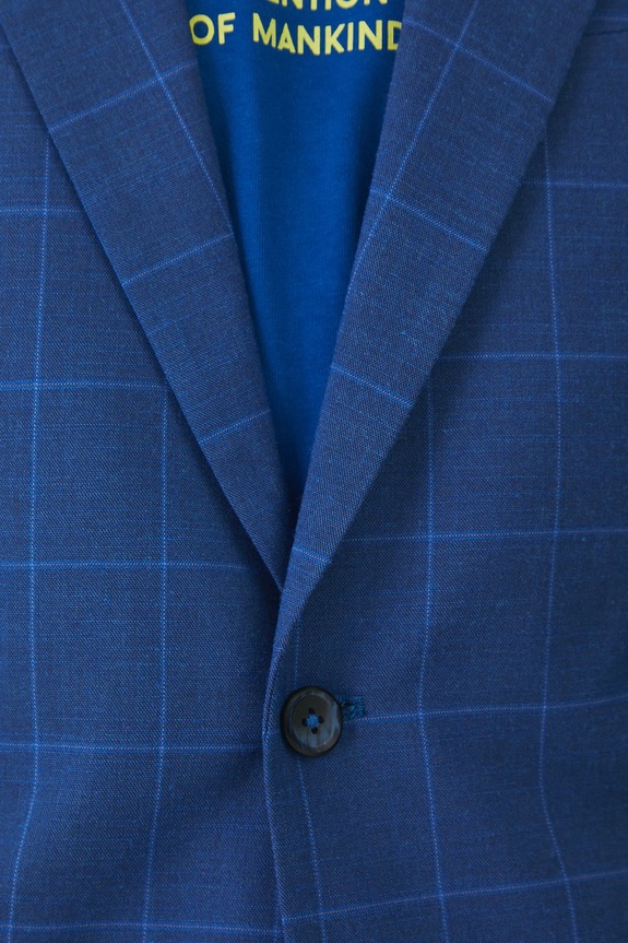 Sako slim, károvaný vzor modrá barva RS25-MKM622 modrá