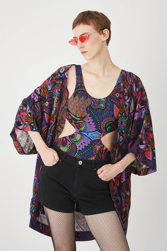 Kimono damskie wzorzyste kolor multicolor tkanina multicolor RS25-NKDC00