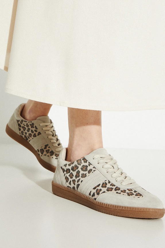 Trampki zamszowe damskie z elastyczną podeszwą kolor beżowy RS25-OBD300