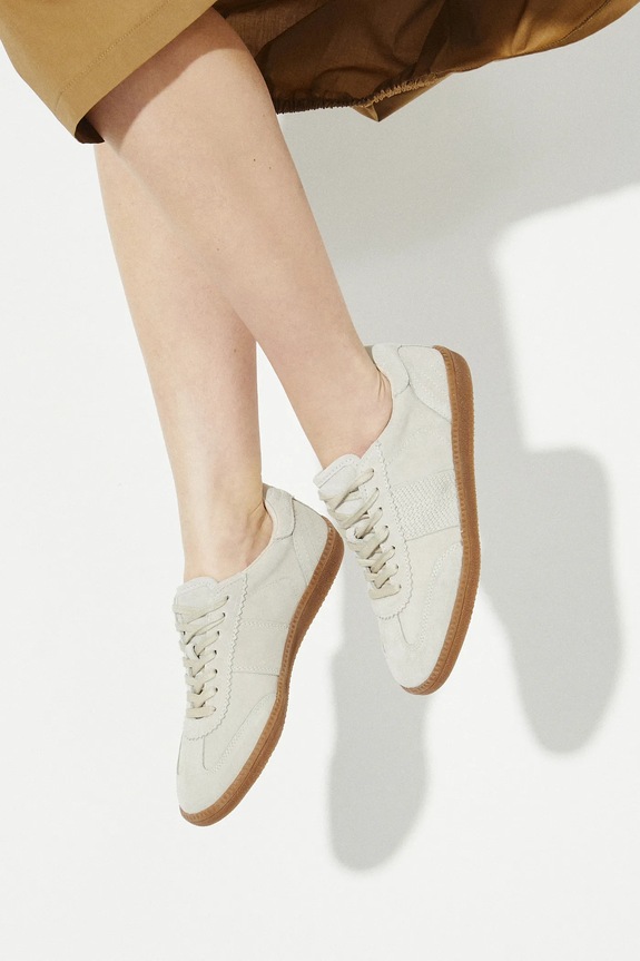Semišové tenisky dámské béžová barva RS25-OBD300
