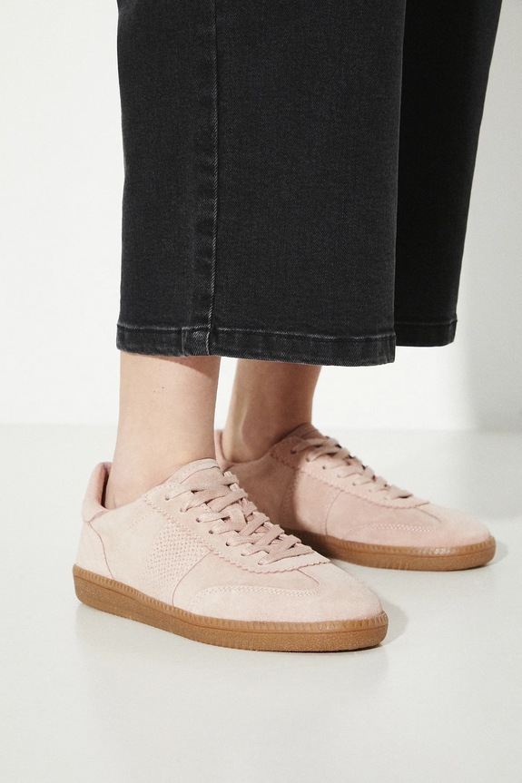 Semišové tenisky dámské růžová barva RS25-OBD300