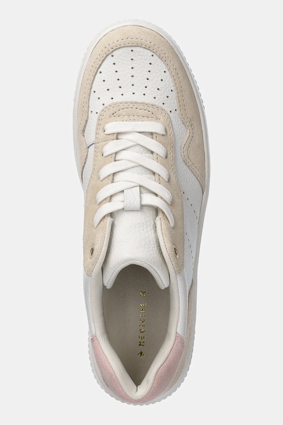 Kožené sneakers boty se semišovými vsadkami bílá barva bílá RS25-OBD303